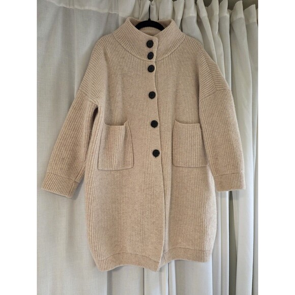 nap Loungewear Button Cardigan Womens L Light Cream 100% Wool Knit Sweater - Picture 1 of 9